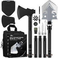 Camping Shovel Axe - Multi-Tool Folding Survival Shovel and Camping Axe 19-39 inch Lengthened Handle High Carbon Stainless Steel with Tactical Pack...