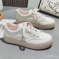 Campus spring shoes breathable white shoes thin new Internet celebrity 2023 Women's low-top round head Korean style biscuit shoes lightweight OUI1