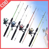 cần câu cá 2 khúc cần câu quay 1,2M với tang câu cá tỷ số 5.2: 1 kèm dây câu trọn bộ 4 màu