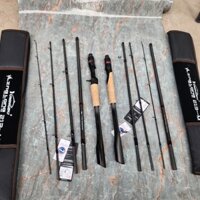 Cần câu cá Lure Du Lịch Cao Cấp 5 Khúc VLing Long Fishing Khoen Fuji Size 2m1 Đứng và Ngang Độ Cứng M bắt cá lure