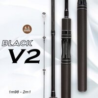 Cần câu lure 2 khúc Black V2 độ cứng L cán vân carbon siêu nhẹ, ngọn đặc siêu dẻo