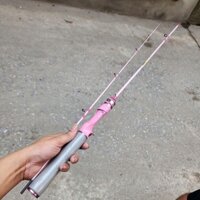 Cần câu lure 2 khúc UL HAUT TON màu hồng, ngọn đặc carbon siêu dẻo,  đầu pu chống xoắn dây