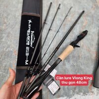 Cần câu lure 5 khúc VLong King 2m1 thu gọn 48cm Khoen Fuji O - Đầu Pu Fuji A cao cấp siêu nhẹ