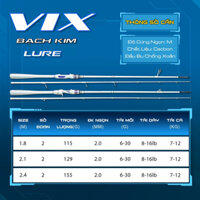 [CẦN CÂU LURE Khoen FUJI] LURE VIX bản Bạch Kim độ Cứng M