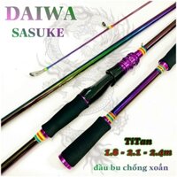 Cần câu lure máy ngang và đứng Carborn sơn titan Daiwa Sasuke 1m8 2m1 2m4.