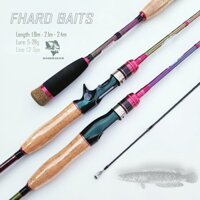 Cần câu lure máy ngang và máy đứng carbon FHARD BAITS đầu bu chống xoắn