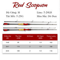 Cần câu lure Red Scopion khoen Sic Carbon chéo 2 lớp tải tĩnh 4kg - Cần câu lure Bọ cạp đỏ cao cấp