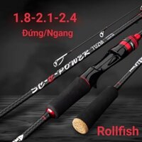 Cần câu lure RollFish đỏ đen máy ngang và máy đứng