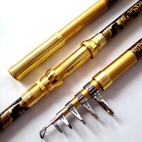 Cần câu máy rút gọn shimano vàng rồng bast kim loại kèm chống