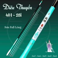 Cân Câu Tay đơn đài Cao Cấp 4H Điêu Thuyền - Hàm lượng cacbon Siêu nhẹ siêu nảy cá ( lóng full Xanh) -Tặng kèm ngọn phụ