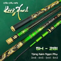 Cần Câu Tay Rồng Xanh 5D Phân Bổ Lực 28i, Chất Liệu Carbon Cao Cấp Tặng Ngọn Phụ
