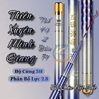 Cần câu tay Thiên Xuyên Minh Giang F1 độ cứng 5H chuyên câu đơn câu đài chất liệu carbon tặng kèm ngọn phụ