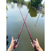 Cần câu tay trúc Nhật- trúc đỏ carbon độ cứng 5h siêu nhẹ, câu đơn câu đài  chất liệu carbon xoắn sơn giả trúc.