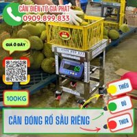 Cân đóng rổ sầu riêng xuất khẩu 100kg, cao 65cm, inox, có bánh xe