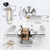 Cần gạt khóa cửa SJJL, có viền tròn Tay nắm cửa riêng tư bằng đồng thau Satin, Đòn bẩy thẳng màu bạc có thể đảo ngược Nội thất Dễ dàng cài đặt Bộ khóa phần cứng cho tay trái / phải