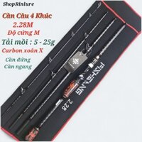 Cần lure 4 khúc dài 2m28 tải mồi 5-25g cứng M, thân carbon xoắn - Cần câu cá 4 khúc