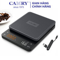 Cân nhà bếp CAMRY 3kg hẹn giờ cân cà phê espresso nhỏ giọt độ chính xác cao 0.1g trừ bì tự động cảm biến chạm cáp Type-C