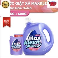 Can Nước giặt xả 2in1 Maxkleen 2,4kg Hương Hoa Nắng Tặng túi 600ml