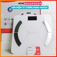 Cân Rapido, Cân sức khỏe phân tích chỉ số RSB01-S thông minh, kính cường lực, có bluetooth theo dõi trên điện thoại