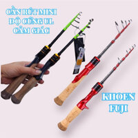 Cần Rút câu cá độ cứng UL Khoen Fuji Siêu Mini về 2 màu đỏ 1m5 và màu xanh 1m68 thu gọn 35cm chuyên lure suối cảm giác 5