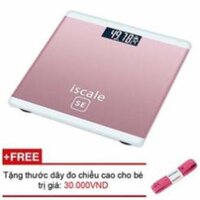 Cân sức khỏe điện tử Iscale SE Max 180kg vuông - Tặng kèm thước dây giá