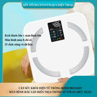 Cân sức khỏe điện tử thông minh Hileisen màn hình màu led hiển thị 8 thông số với 25 chức năng và dữ liệu có bluetooth