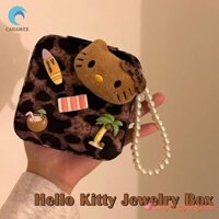 Canamek Da Báo-Print Hello Kitty Hộp Trang Sức Sanrio KT Mèo Vòng Cổ Bông Tai Di Động Hộp Bảo Quản Dung Tích Lớn Món Quà Trang Sức Mới