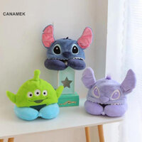 Canamek Kawaii Anime Sở Thích Stitch Gấu Pooh Người Ngoài Hành Tinh Dễ Thương Sang Trọng U Gối Có Mũ Trùm Đầu Gối U Máy Bay Du Lịch Cổ Gối Ngủ Gối Mới