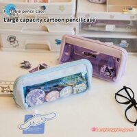 Canamek Sanrio Hello Kitty Hộp Đựng Bút Chì Trong Suốt Kuromi Cinnamoroll Dung Tích Lớn Văn Phòng Phẩm Tổ Chức Túi Đựng Bút Túi Trang Điểm Mới