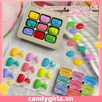 ✳Candy MORDDA Keo Dán Móng Tay Sơn Dầu Summer Dopamine 9 Màu/bộ Keo Dán Móng Tay Dạng Rắn Ba Chiều Không Cần Rửa Cho Tiệm Làm Móng Girla.vn