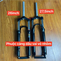 Càng phuộc dầu vai vỏ nhôm xe đạp size 26-27,5inch có khoá hành trình cao cấp tặng kèm hoa thị