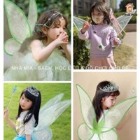 Cánh bướm thiên thần cho bé hoá trang trung thu dự tiệc có đèn tặng gậy phát sáng và vương miện