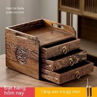 Cánh gà gỗ Phổ Nhĩ thu nạp hộp Jar Bao bì dao giá bánh nhiều lớp ngăn kéo loại phụ kiện trà đạo