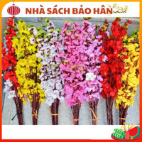 Cành hoa mai giả, hoa đào cao cấp (Combo 5- 10 cành) bông to đẹp màu đều trang trí Tết [BẢO HÂN BOOKS]