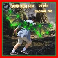 Cánh khủng long điện tử CỠ LỚN phát sáng, cánh bướm vẫy tự động vẫy cánh có đèn nhạc, Halloween