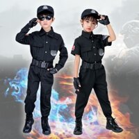 Cảnh Sát Trẻ Em Cosplay Trang Phục Bộ Hiệu Suất SWAT Đồng Nhất Đảng Bé Trai Quân Phục Đầy Đủ Phụ Kiện
