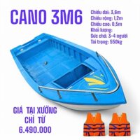 Cano 4M9 nhỏ gọn tải 550kg giá tốt tại xưởng sản xuất ghe, thuyền, kayak, xuồng nhựa composite, dã ngoại, câu cá TES49