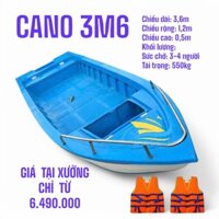 Cano 4M9 nhỏ gọn tải 550kg giá tốt tại xưởng sản xuất ghe, thuyền, kayak, xuồng nhựa composite, dã ngoại, câu cá TES49