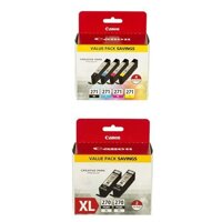 Canon CLI-271 - Black, Cyan, Magenta, Yellow - 4 color pack and Canon PGI-270 XL Pigment Black Twin Pack, Compatible to MG7720,MG6820,MG6821,MG6822...