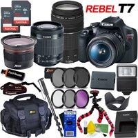 Canon DSLR Camera EOS Rebel T7 Bundle with 18-55mm is II Lens + 75-300mm III Zoom Lens, International Version + Fisheye Lens + 64GB Memory (2X 32GB...