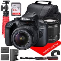 Canon EOS 3000D (Rebel T100) DSLR Camera w/Canon EF-S 18-55mm F/3.5-5.6 III Zoom Lens + Case + 64GB SD Card + Spare Battery (14pc Bundle)