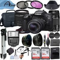 Canon EOS 90D DSLR Camera 32.5MP Sensor with EF-S 18-55mm is STM & EF 75-300mm Daul Lens, 2 Pack SanDisk 32GB Memory Card, Padded Bag, Tripod and A...