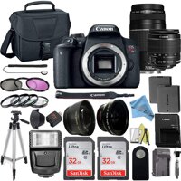 Canon EOS Rebel T7i DSLR Camera Bundle with Canon EF-S 18-55mm f/3.5-5.6 is STM Lens + Canon EF 75-300mm f/4-5.6 III Lens + 2pc SanDisk 32GB Memory...