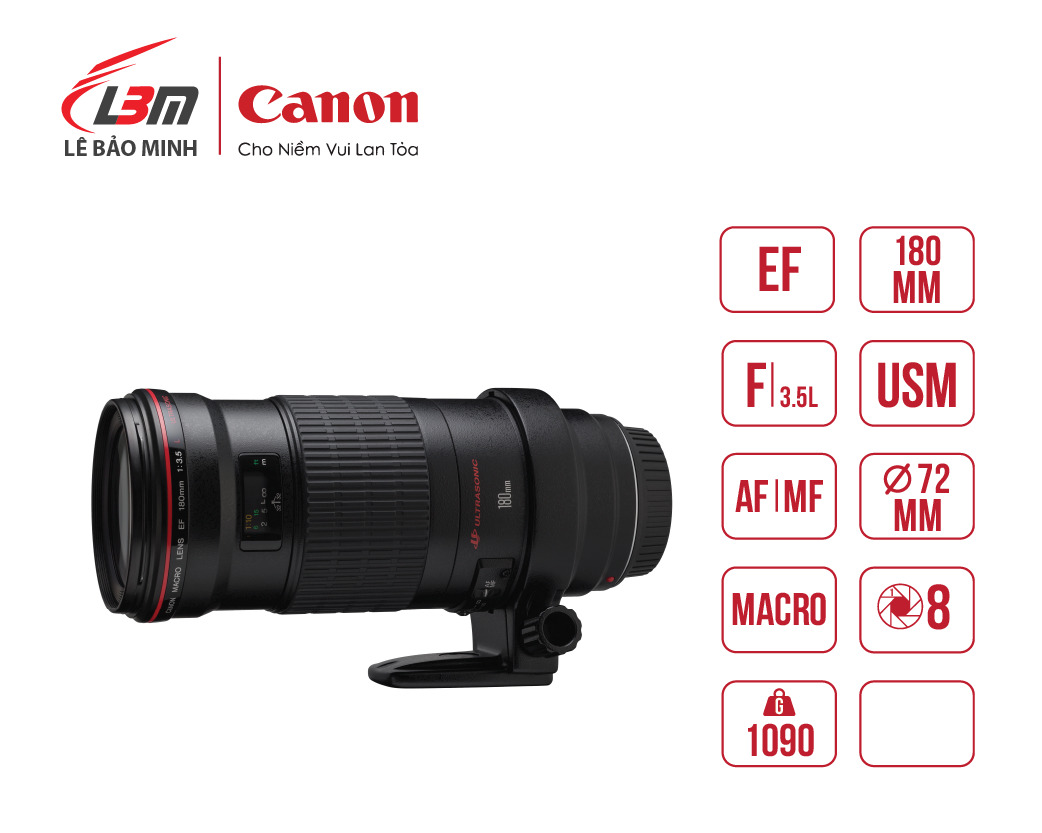Ống kính Canon EF 180mm (EF180mm) f/3.5L Macro USM