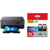 Canon TS6420 All-in-One Wireless Printer, Black with Canon PG-260 XL/CL-261 XL Value Pack