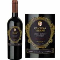 Cantina Vierre Vino Rosso D’italia Abruzzo Puglia chai 750ml x 6 chai với 14,5%vol nhập khẩu Ý