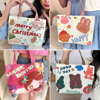 Canvas Bag Women 2024 New Hand Holding Cloth Bag College Students Work Lunch Box Bag Mini Handbag 9HW0