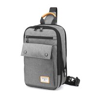 Canvas Chest Sling Bag for Men - Small Shoulder Backpack Crossbody Casual Daypack Gym Pack (Grey)
