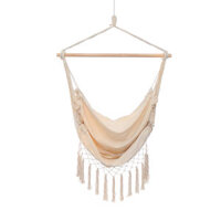 Canvas Swing Hanging Hammock Chair Cotton Rope Tassel Tree Chair Seat Patio Outdoor