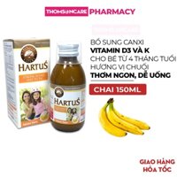 Canxi Hartus cho bé, Bổ sung vitamin D3, vitamin K cho trẻ giúp tăng chiều cao, chắc khỏe xương - Chai 150ml